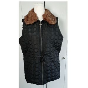 Three Hearts Black jacket faux fur removable collar Size L for women